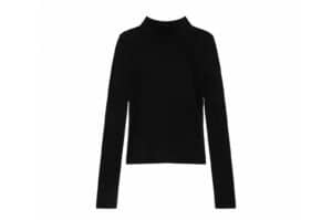 Matin Kim Rib Layered Half Neck Long Sleeve Top Black TS077