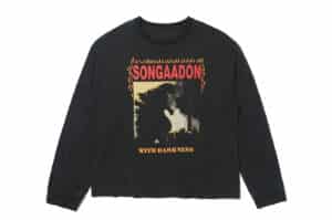 SONGAADON Godzilla Printed New Vintage Long Sleeved Tee Black