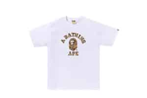 BAPE Wild Leopard Pattern College Tee White/Beige