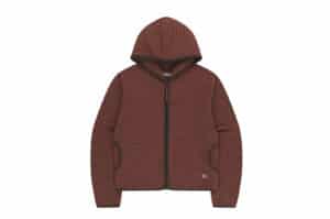 Coyseio Stripe Fleece Hood Zip-Up Red