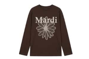 Mardi Mercredi Flowermardi Needlework Long Sleeve Tee Brown Cream