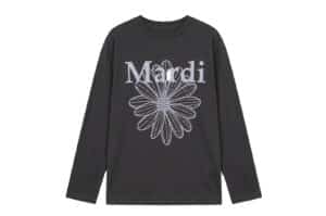 Mardi Mercredi Flowermardi Needlework Long Sleeve Tee Charcoal Lavender