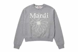 Mardi Mercredi Raglan Flowermardi Cracked Crewneck Grey Ivory