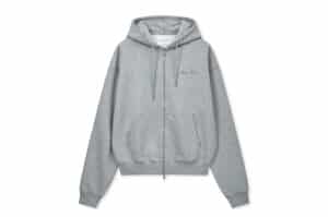 Matin Kim Back Logo Essential Hoody Zip Up Grey JP303
