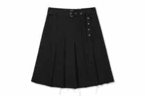 Matin Kim Belted Slit Pleat Skirt Black SK003