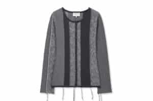 Matin Kim Color Block Slim Knit Cardigan Charcoal CD004