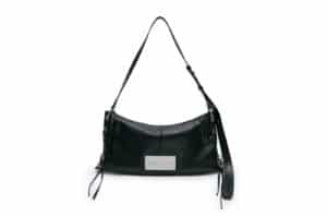 Matin Kim Eyelet Shirring Shoulder Bag Black BG004