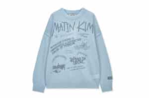 Matin Kim Graffiti Artwork Knit Pullover Light Blue PO002