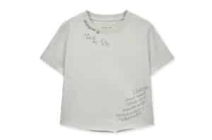 Matin Kim Graffiti Round Hem Crop Top Cream TS001