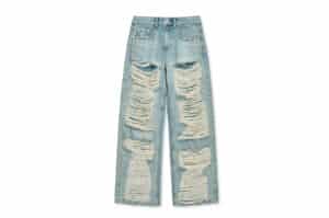 Matin Kim Heavy Destroyed Denim Pants Light Blue DN001