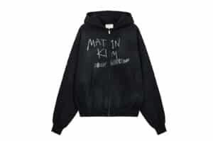 Matin Kim Vintage Washed Graffiti Hoody Zip Up Black JP305