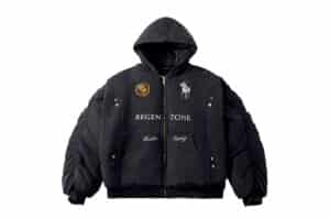 REGEN ZONE Gold-Plated Vintage Racing Embroidered Hooded Jacket Black