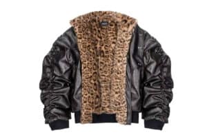 REGEN ZONE Reversible Leopard Print Buckle Cotton Jacket Black