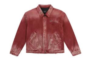 REGEN ZONE Ruby Studded Washed Utility Jacket Red