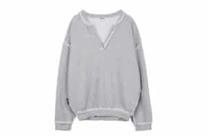 CERRIC Furry V Neck Sweatshirt Grey