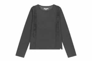 Coyseio Double Ruffle Long Sleeve Tee Dark Grey