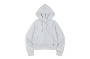 Low Classic Fleece Lined Zip Up Hoodie Light Melange Grey