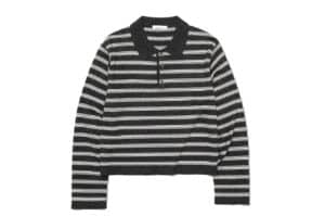 Low Classic Merino Cash Striped Polo Sweater Charcoal