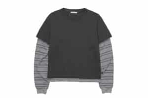 Low Classic Striped Layered Long Sleeve Tee Charcoal