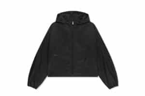 Matin Kim Back Logo Hoody Windbreaker for Women Dark Brown JP011