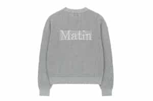Matin Kim Back Logo Jacquard Mesh Knit Zip Up Light Grey CD306 back