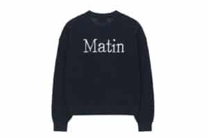 Matin Kim Back Logo Jacquard Mesh Knit Zip Up Navy CD306 back