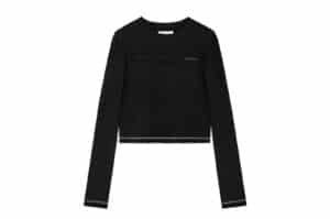 Matin Kim Cut Line Detail Long Sleeve Logo Top Black TS010