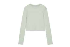 Matin Kim Cut Line Detail Long Sleeve Logo Top Mint TS010