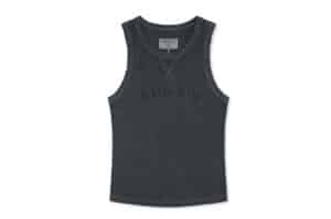Matin Kim Distressed Sleeveless Logo Top Charcoal TS023