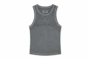 Matin Kim Distressed Sleeveless Logo Top Light Grey TS023