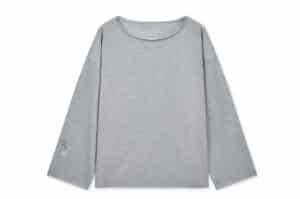 Matin Kim Raw Hem Finished Boat Neck Top Grey TS005
