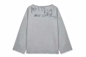 Matin Kim Raw Hem Finished Boat Neck Top Grey TS005