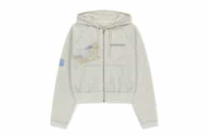 Matin Kim Sketch Graffiti Waffle Hoody Zip Up Light Beige JP012