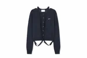 Matin Kim String Detail Knit Cardigan Dark Navy CD008