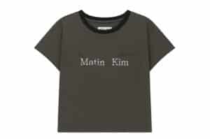 Matin Kim Tonal Rib Logo Crop Top Charcoal TS020