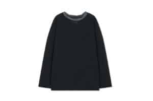Matin Kim Twist Boat Neck Stripe Logo Top Black TS015