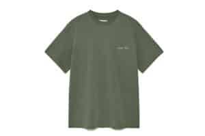 Matin Kim Vintage Washed Logo Top for Women Khaki TS059