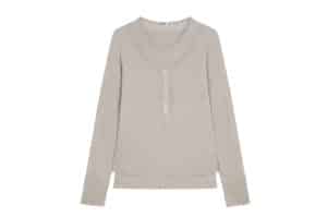 OPEN YY Layered Henley Lounge Tee Beige