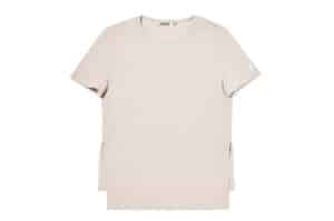 OPEN YY Ribbed Side Slit Top Warm Grey