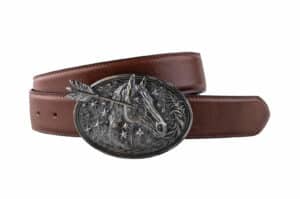 Tiesake Missing in Action Horse Head Belt Brown