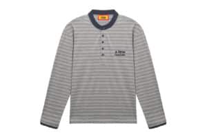 A Few Good Kids Striped Henley Long Sleeve Grey