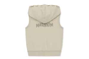 Matin Kim Back Logo Jersey Hood Vest Beige VT001 back