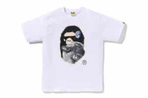 BAPE Moon Ape Head Old Photo Tee White