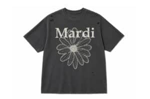 Mardi Mercredi Flowermardi Cracked Destroyed Tee Charcoal Beige