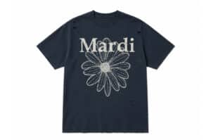 Mardi Mercredi Flowermardi Cracked Destroyed Tee Vintagenavy Beige