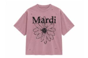 Mardi Mercredi Flowermardi Cracked Destroyed Tee Vintagepink Black