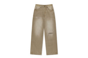 Matin Kim Back Logo Washed Denim Pants Beige DN011