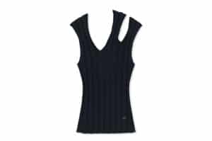 Matin Kim Cut Out Sleeveless Knit Top Dark Navy PO005