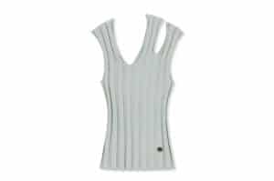 Matin Kim Cut Out Sleeveless Knit Top Light Grey PO005