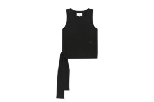 Matin Kim Hem Tie Detail Sleeveless Top Black TS036